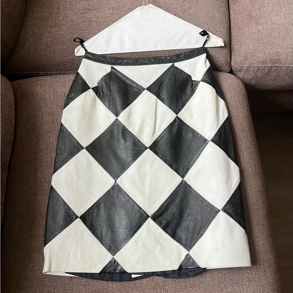 Black & White Leather Pencil Skirt